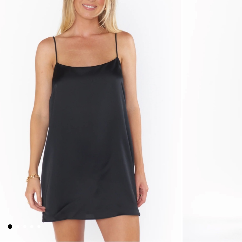 Show me your mumu Black Satin Slip Dress